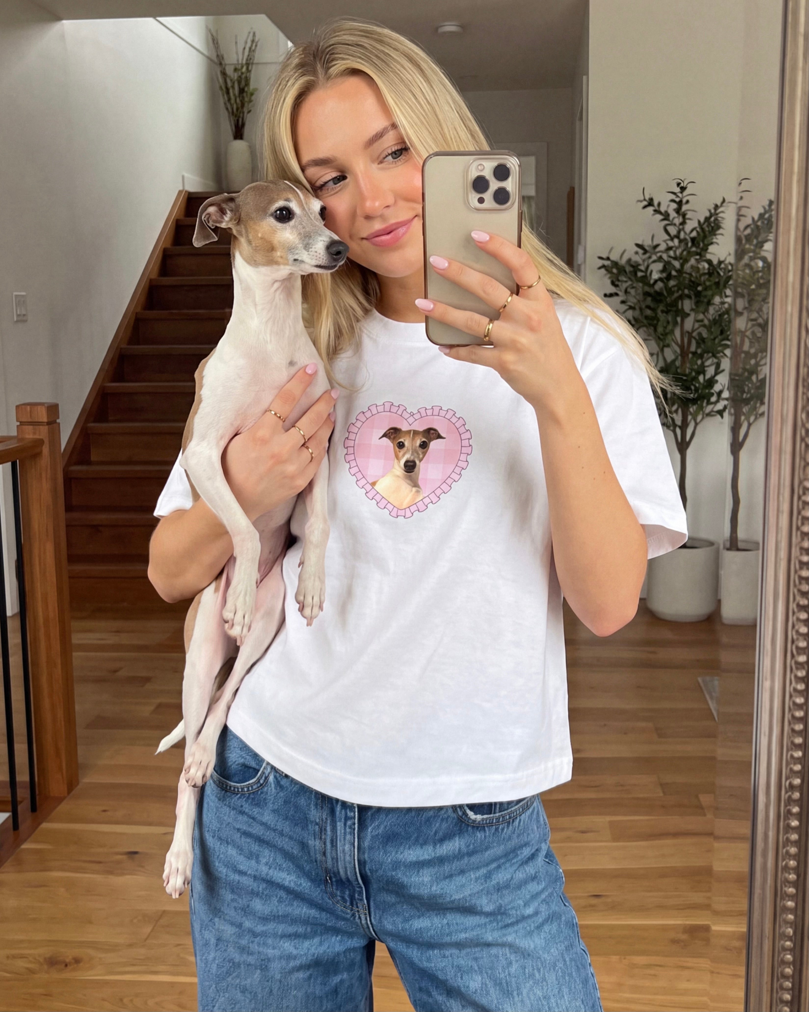 Custom Heart Gingham Pet Tee