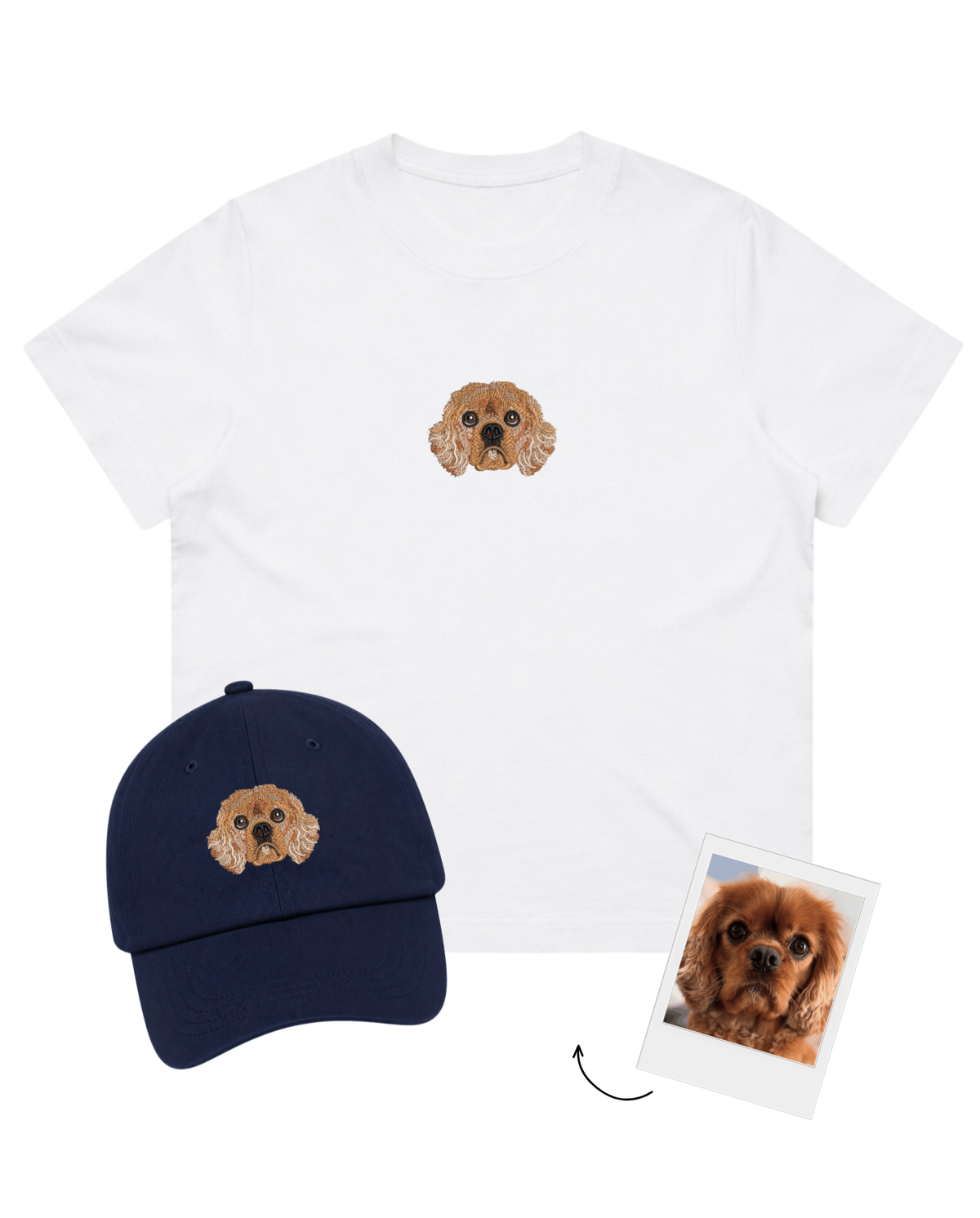 Custom Embroidered Pet Portrait Hat + T-shirt Bundle