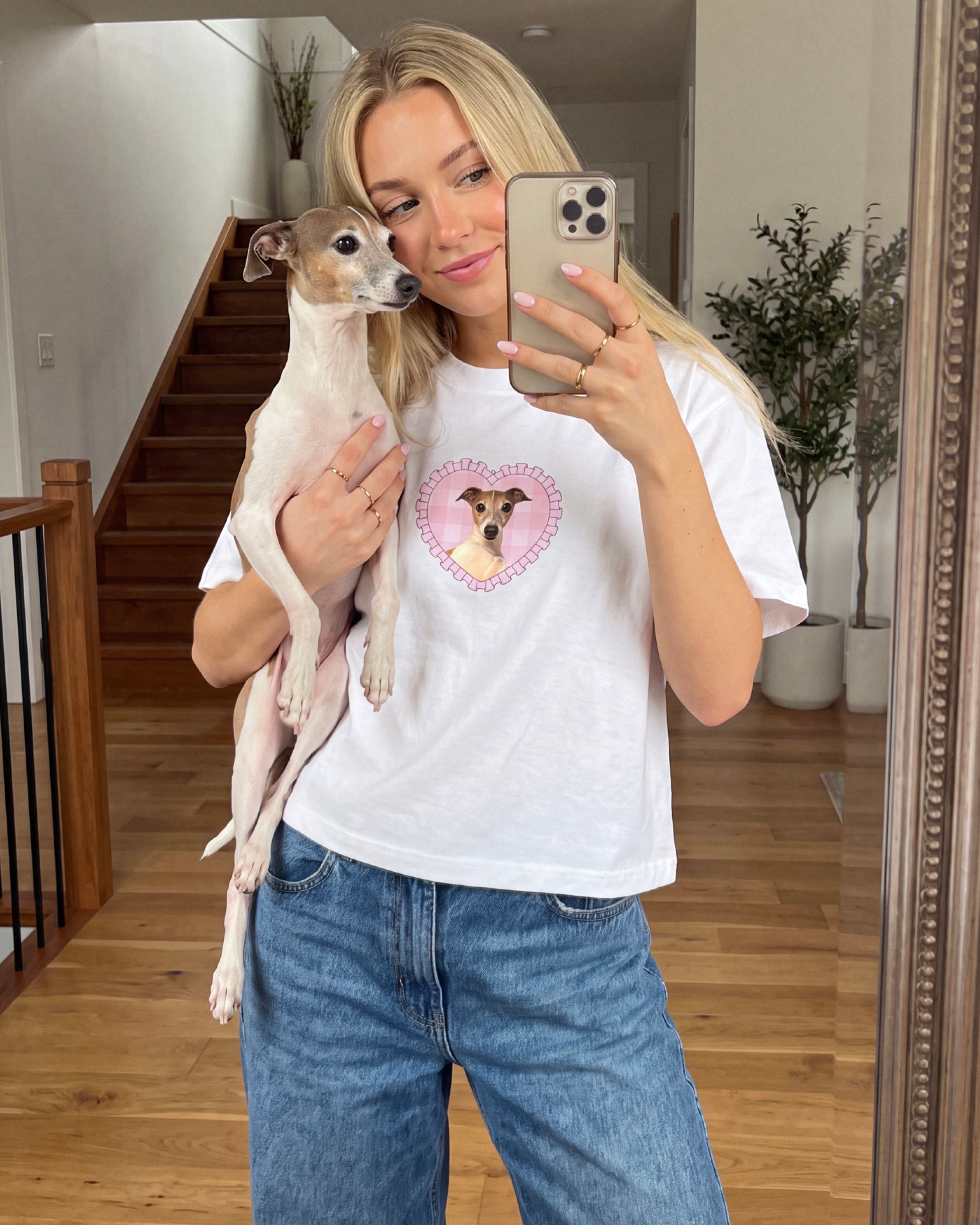 Custom Heart Gingham Pet Tee