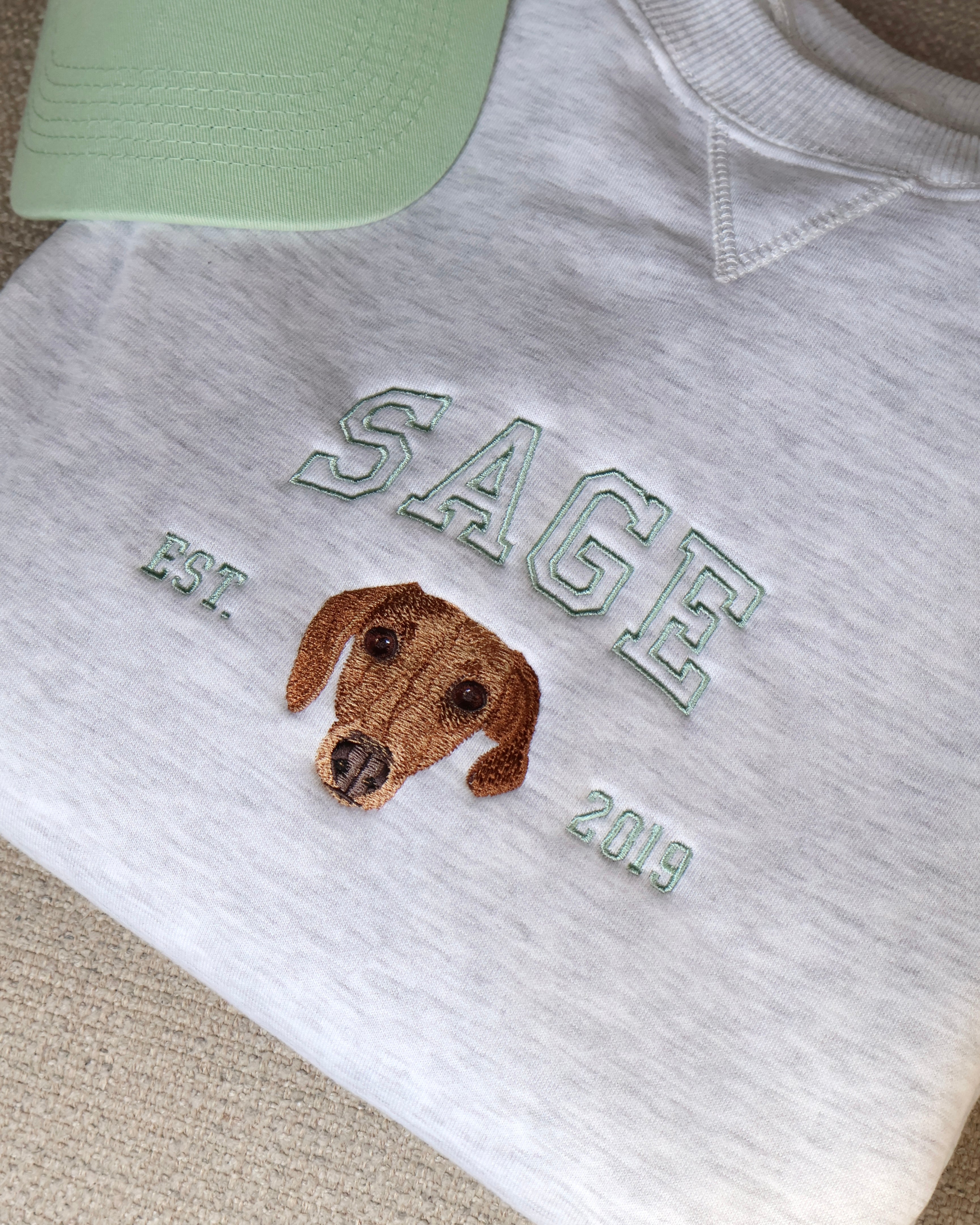 Custom Embroidered Pet Portrait College Jumper