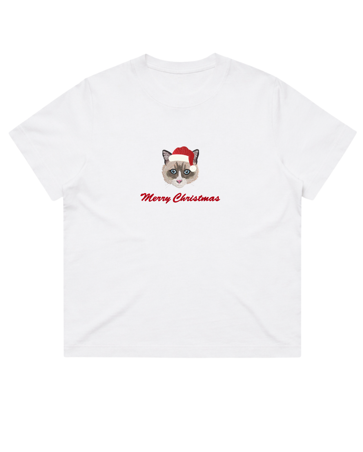 Custom Embroidered Pet Portrait Santa Hat T-Shirt