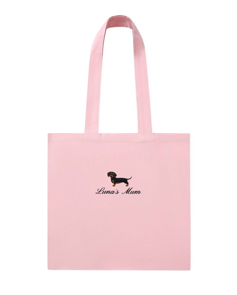 Custom Embroidered Dog Mum Tote Bag