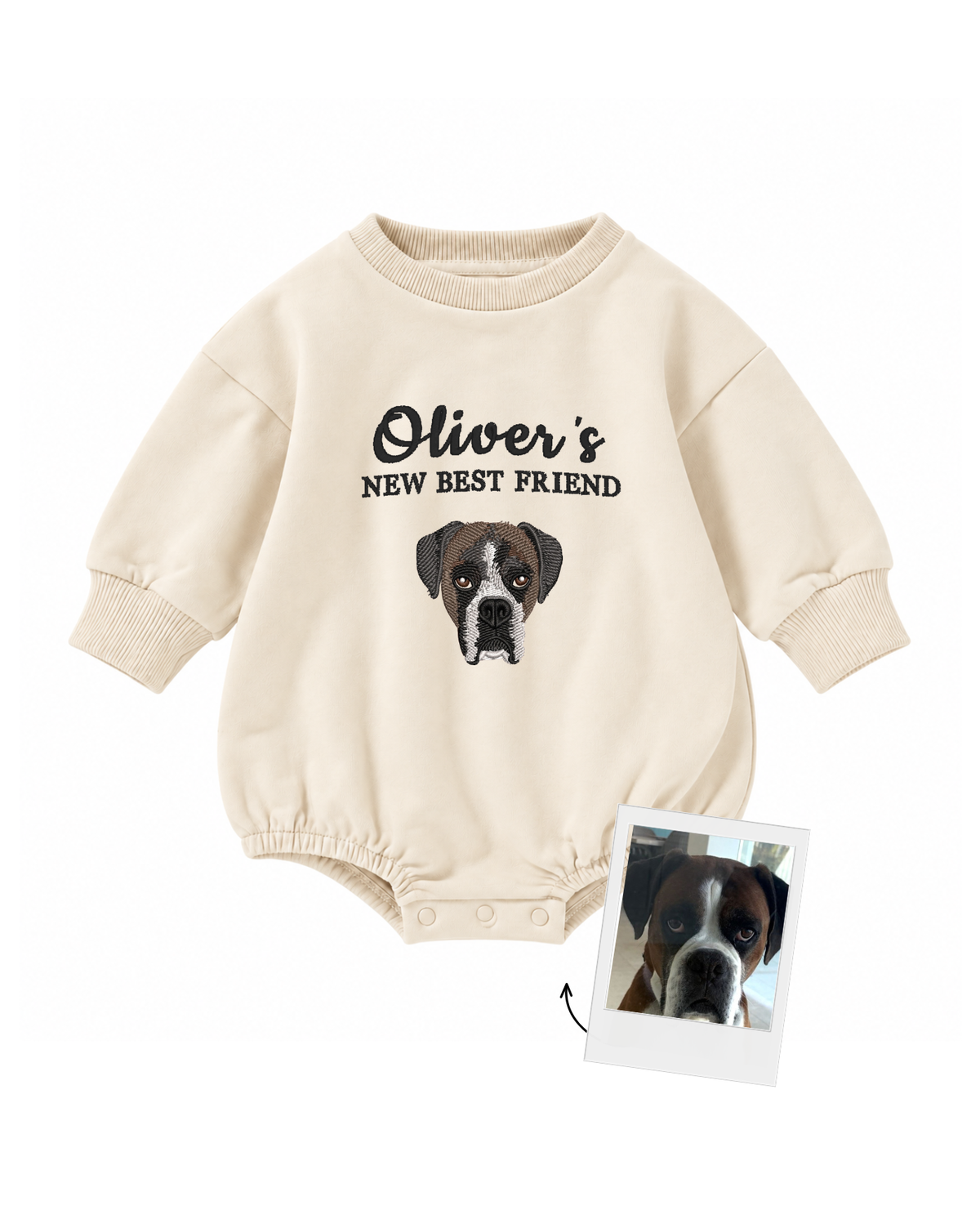 Custom Embroidered New Best Friend Baby Romper